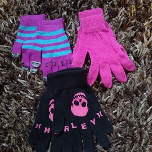 Pink and Black Gloves Set 3pairs Women/Juniors
